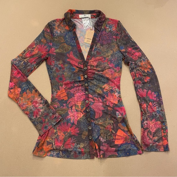 NATURAL LIFE Tops - Natural Life Carina Mesh Floral Button Down Top Size Medium New With Tag